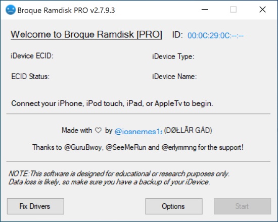 Screenshot of Broque Ramdisk Pro for Windows.