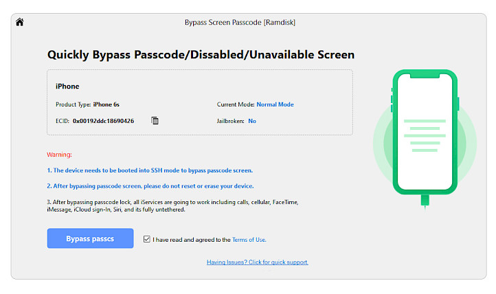 SkynetTool AIO Bypass Screen Passcode screesnhot.